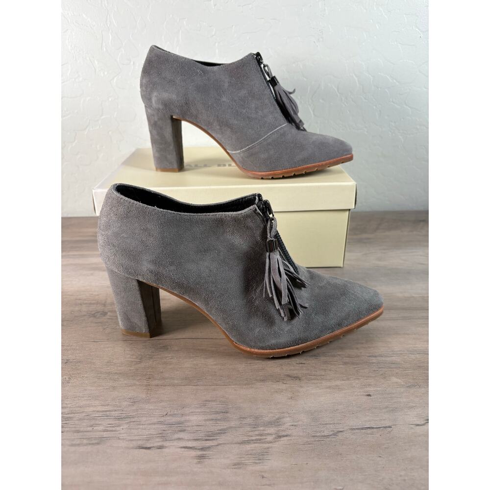 All Black Tassel Front Zip Bootie Grey From Anthropolgie Size 38.5 US 8 NIB‎